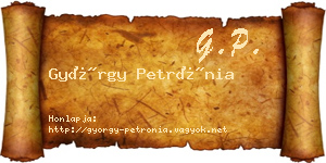 György Petrónia névjegykártya